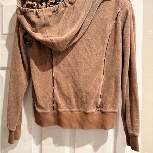 Cozy Brown Calvin Klein Hoodie with Leopard Trim